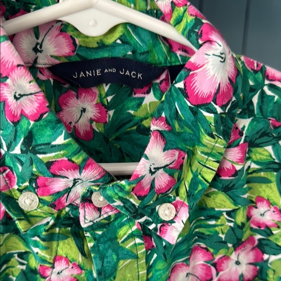 Hibiscus Poplin Shirt Janie and jack Tropical Floral Shirt - Picture 3 of 5